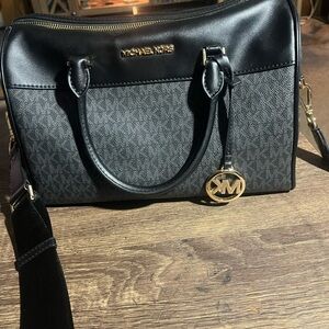 Michael Kors Black and Charcoal Satchel
